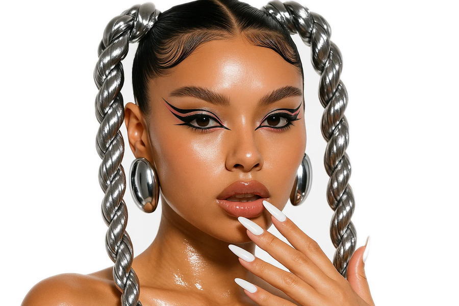 Creator styled in Y2K editorial fashion