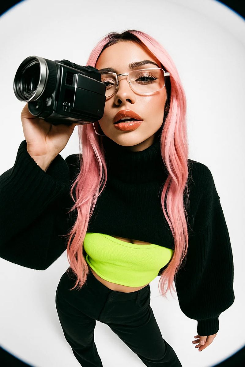 Creator filming content on a camcorder