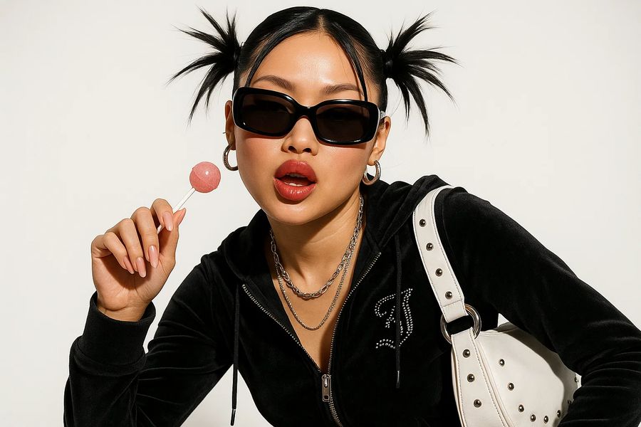 Editorial fashion portrait, Y2K styling